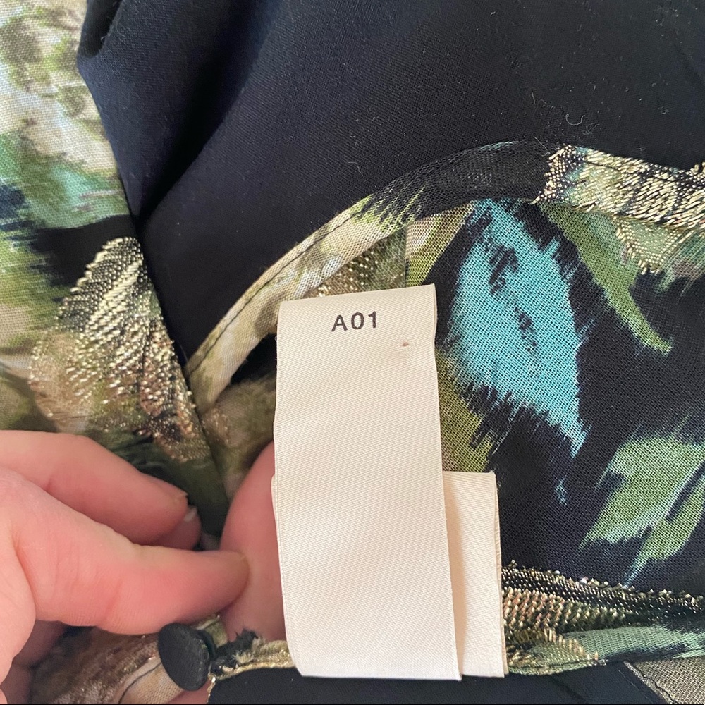 H&M Teal/Blk/Metallic Floral Brocade L/S Mini Dress with Puff Sleeves/Sz 10/EUC! - Picture 4 of 11